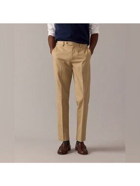 NWT J.Crew Bowery Dress Pant 38x34 Stretch Chino Khaki Slim Preppy Work Office